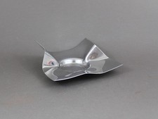 Crumpled steel trinket bowl, Vintage 1970s, French modern design metal sculpture