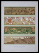 ANIMAUX - ESTAMPE 1901 - PROJET FRISES MURALES, FRANÇAIS, ART NOUVEAU, DUVINAGE