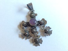 Argent Croix Pendentif Améthyste 925 Mexico oscillent