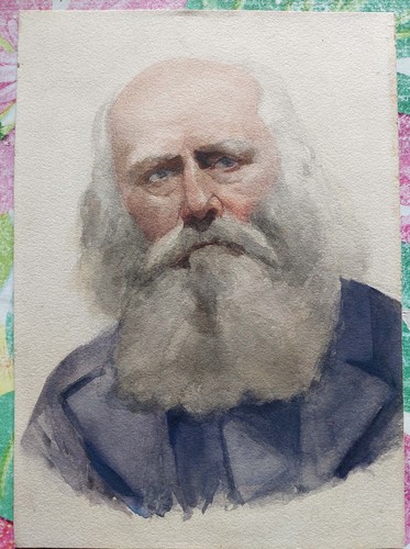 Aquarelle portrait vieillard - aquarelle,