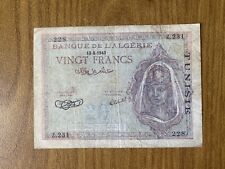 Billet Banque D’Algérie 20 Francs Tunisie 13 8 1943
