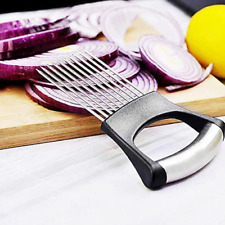 Food Slice Assistant- Stainless Steel Onion Holder Slicer Tomato Cutter NonSlip