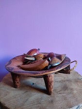 CENTRE DE TABLE AVEC FRUITS EN BOIS / COUPE STYLE AFRICAIN VINTAGE AFRIQUE