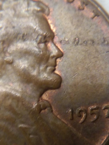 1957 wheat cent - , lamination
