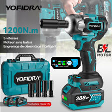 Clé à Chocs Sans Fil 1200Nm Boulonneuse à Choc 1/2"Pour Boulonner et Déboulonner