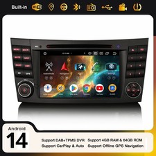 8-Cœur Android 14 Autoradio CarPlay GPS DAB+ USB Mercedes Classe E/CLS W211 W219