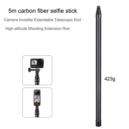 Bâton selfie fibre carbone - carbone, 5m