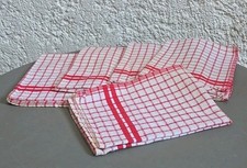 5 Anciennes Serviettes Torchons Coton Tissu Phénix Rouge Blanc Bistrot  Cuisine