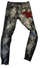 JEAN ZARA FEMME FANTAISIE  GRIS FLEURI TAILLE US 28 FR 38 TRAFALUC SKINNY