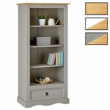 Bibliothèque 4 étagères et 1 tiroir style mexicain pin massif