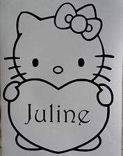 Sticker Hello kitty coeur avec prénom personnaliser