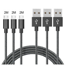 3 Câbles Micro USB 2M,Micro Câble Chargeur USB Compatible Samsung Galaxy S7 Edge