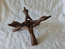 Support En Bois Pour Bol,sculpté Tête De Serpent Cobra vintage HT 10,5cm Ø 18 cm