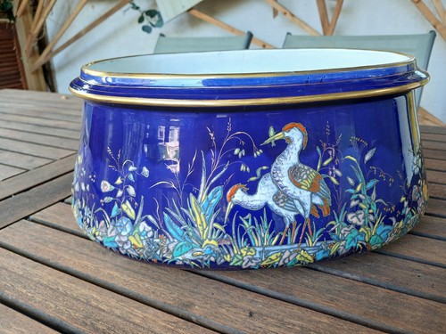 Cache pot emaux longwy bleu - cache-pot, de