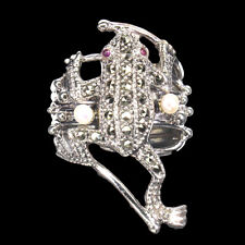 925 Bague en Argent Rond Rubis