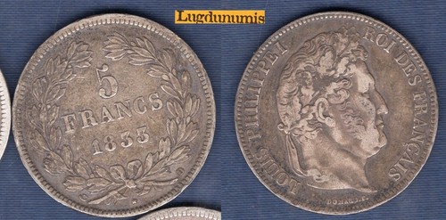 Francs 1833 lyon tl - tb,