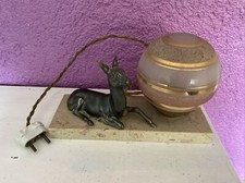 Ancienne lampe de chevet-veilleuse-biche-Art Déco-boule liserai doré