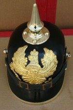 Casque en cuir prussien Pickelhaube FR allemand WWI WWII costume officier rob...