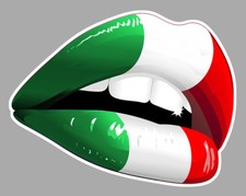 STICKER BOUCHE PULPEUSE DRAPEAU ITALIE VESPA FIAT SOURIRE ITALIA 9cm BB104