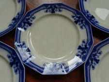 JOHNSON BROS 5 ANCIENNES ASSIETTES FAIENCE  19 EME BLEU COBALT ROYSTON 20,5 cm