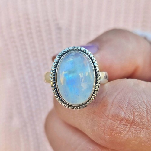 Genuine moonstone ring 925 - ring,