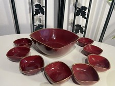 Magnifique Service A Desserts Grand Bol Carré Et 8 Ramequins En Céramique