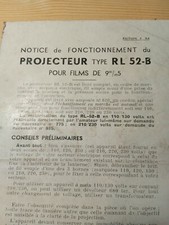 Notice De Fonctionnement Projecteur Lapierre  9,5 Mm Type L.60