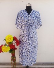 Kaftan Floral Bleu Blanc