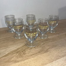 Lot de 6 verres Ricard Anisette écriture Jaune sans trait doseur 8,5 cm