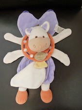15. DOUDOU ET COMPAGNIE MARIONNETTE CHEVAL ANE MAUVE ORANGE MOUCHOIR TBE