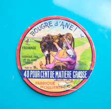 Carton Bois Etiquette FROMAGE BOUGRE D' ANE ! Fie de Sers Charente 40% Garnaud