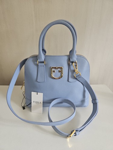 Sac main bleu cuir furla - bleu,