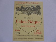 étiquette ancienne VIN Château CALON -SEGUR  1978 grand cru classé SAINT-ESTEPHE