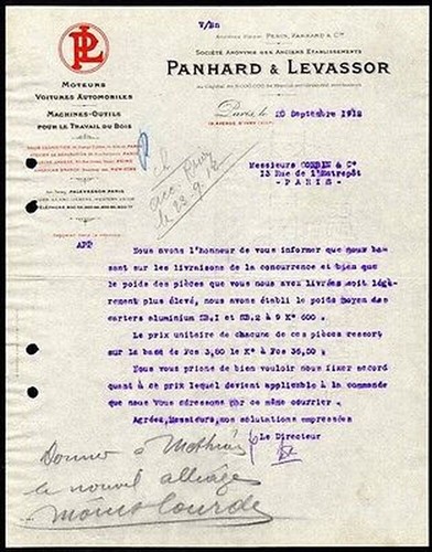 Facture 1912 panhard - facture,