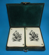 BRIDGE Coffret Vintage en simili CUIR avec cartes a jouet ok etat 1960s