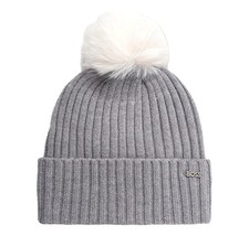 Boss Bonnet Femme en Laine Vierge Avec Pompon En Écho Fourrure 50545781 Gris