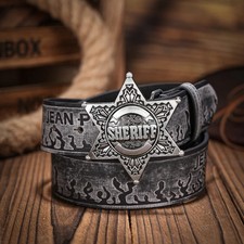 Ceinture Cuir PU Homme Noir