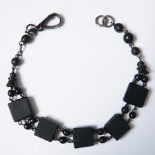 Chaine de montre à gousset en verre noir jais 19e siècle watch chain 