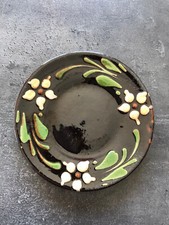 RARE ANCIENNE SOUCOUPE POTERIE terre cuite vernissée décor ALSACE Soufflenheim