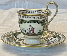 TASSE ET SOUS TASSE EN PORCELAINE RAYNAUD LIMOGES PROMENADE AU PALAIS ROYAL