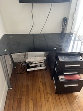 Bureau Design en Verre Trempé Noir