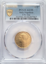 Très rare et superbe pièce de 20 lire 1809 Milan Napoleon I PCGS AU55 francs