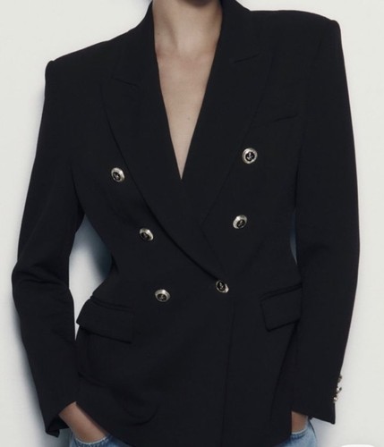 Blazer cintré noir croisé - cintré,