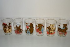Lot 6 verres moutarde BONNE NUIT LES PETITS NOUNOURS vintage Amora ORTF 70's