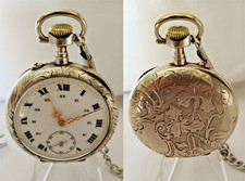 4 - Très belle montre à gousset boitier en argent de ± 1890 avec une chaine.