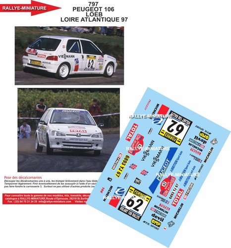 Decals ref 0797 peugeot - 1/43,