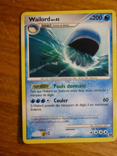 Carte pokémon rare wailord - carte,