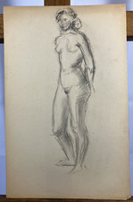 Crayon Portrait Nu Jeune Femme