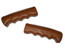 poignée vélo city fixie marron caramel vintage 105 mm avec empreintes (la paire)