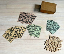 Ancien Coffret en Bois de Jeu du Loto du Début du 20ème Siècle 